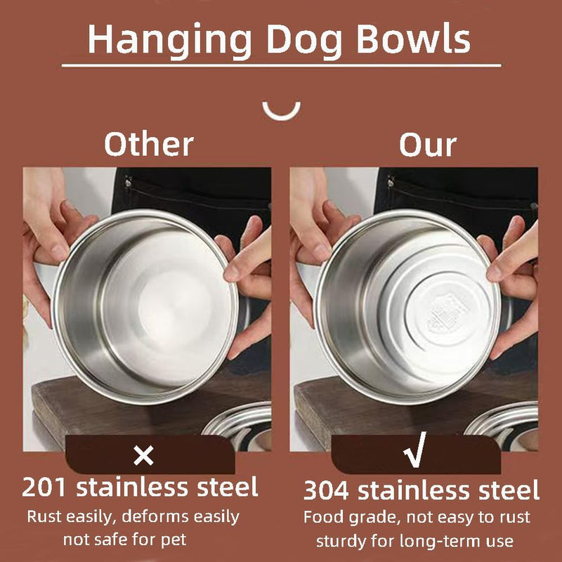 2 Pack Large Dog Water Food Bowls, Dog Crate Water Bowl No Spill, Water Bowl for Dog Crate Cage Accessories, Kennel Water Bowl Hanging, Stainless Steel Dog Bowls Dish Coop Cup for Large Medium Dog - BeesActive Australia