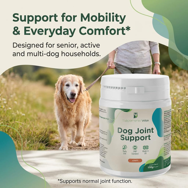 Joint Powder for Dogs - Includes Green Lipped Mussel for Dogs & Glucosamine - Joint Supplements for Your Young or Senior Dog - Mobility Support -150g Chicken Flavour