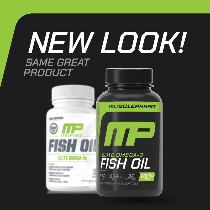 Muscle Pharm Essentials Fish Oil Omega 3-60 Liquid Softgels - 30 Servings | 2000mg Omega 3 Fish Oil, Cardiovascular Support, Immune Health, Joint Wellness, Athletic Recovery 60 Count (Pack of 1)