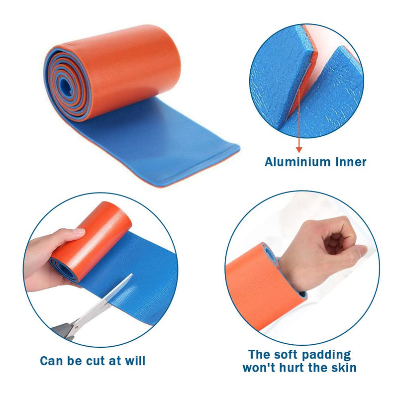 First Aid Padded Universal Aluminum Splint - Emergency Waterproof Fracture Support Protection for Hand, Foot, Leg, Ankle, 2 Pcs (6"x 36" Rolled) 6"x 36" Rolled