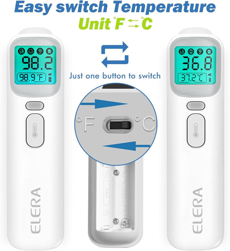 Elera Ear Thermometer for Kids, Baby Thermometer with Forehead and Ear Mode for Adults, Infant, Kids and Toddler, Touchless and 1 Second Reading with Fever Alarm and Mute Function, LCD - BeesActive Australia