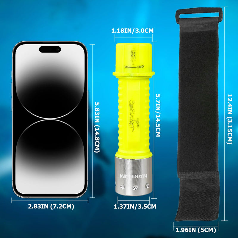 NAKCNM WishDeal 2 Pack Diving Flashlight Underwater LED Scuba Dive Lights Super Bright IPX8 Waterproof 3 Modes for Outdoor Activities with Rechargeable Battery and Charger - BeesActive Australia