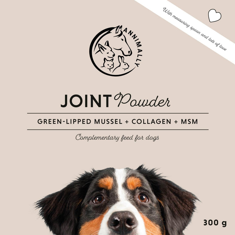 Annimally Joint Support Powder with Green Lipped Mussel for Dogs 300 g - Supplement for All Breeds with Collagen, Chondroitin & MSM, Made in Germany