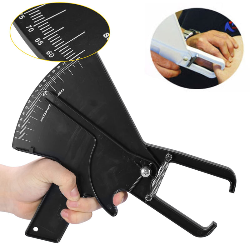 Yinhing Body Caliper, 0-80MM Body Fat Measure Skinfold Caliper, Measuring Tester, Skinfold Fat Caliper for Fitness 2 Colors(Black) Black