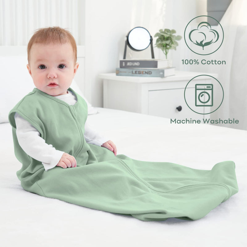 Yoofoss Baby Sleep Sack 0-6 Months Wearable Blanket for Babies 100% Cotton 2-Way Zipper TOG 0.5 Toddler Sleeping Sack 3 Pack, Comfy Lightweight Sleep Sacks Banana&leaf&green Small - BeesActive Australia