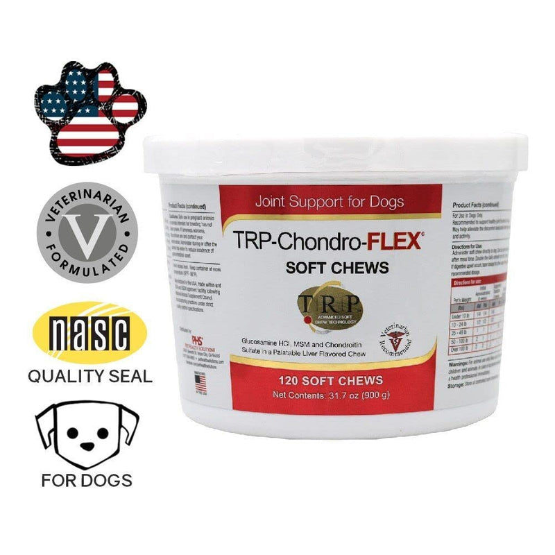 PHS TRP-Chondro-Flex Joint Support Supplement for Dogs - Glucosamine, MSM, Chondroitin - Hip and Joint Pain Relief and Support - Made in USA - 120 Soft Chews - BeesActive Australia