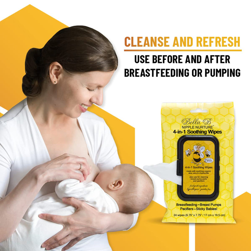 BELLA B Nipple Nurture 3-Piece Breast Wipes/Baby Wipe Bundle - Breast Pump Cleaning Wipes - Nursing and Breastmilk Wipes 1 Count (Pack of 1) Aloe Vera - BeesActive Australia