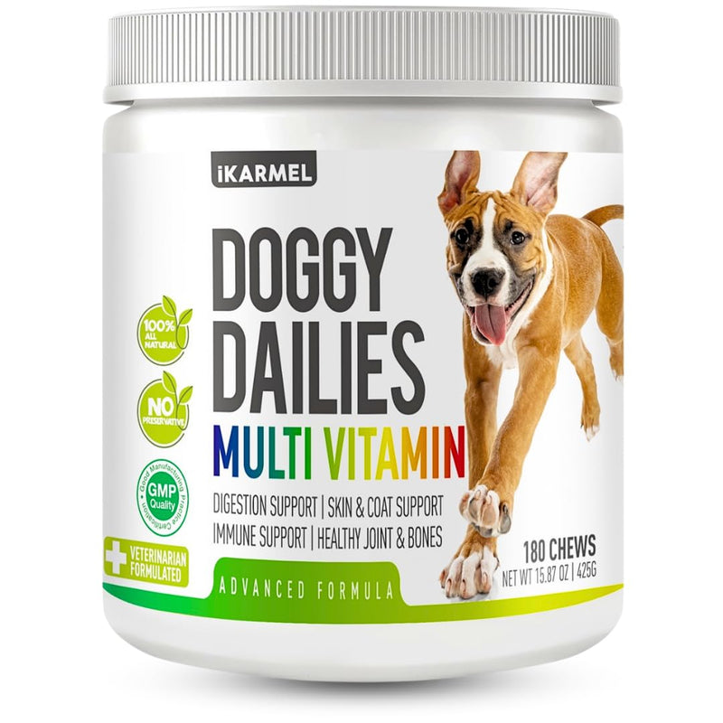 Doggy Dailies | Vitamins Supplements For Dogs | Skin & Coat | Probiotics + Joint Support 24 Vitamins & Minerals puppy to Senior Multivitamin 180