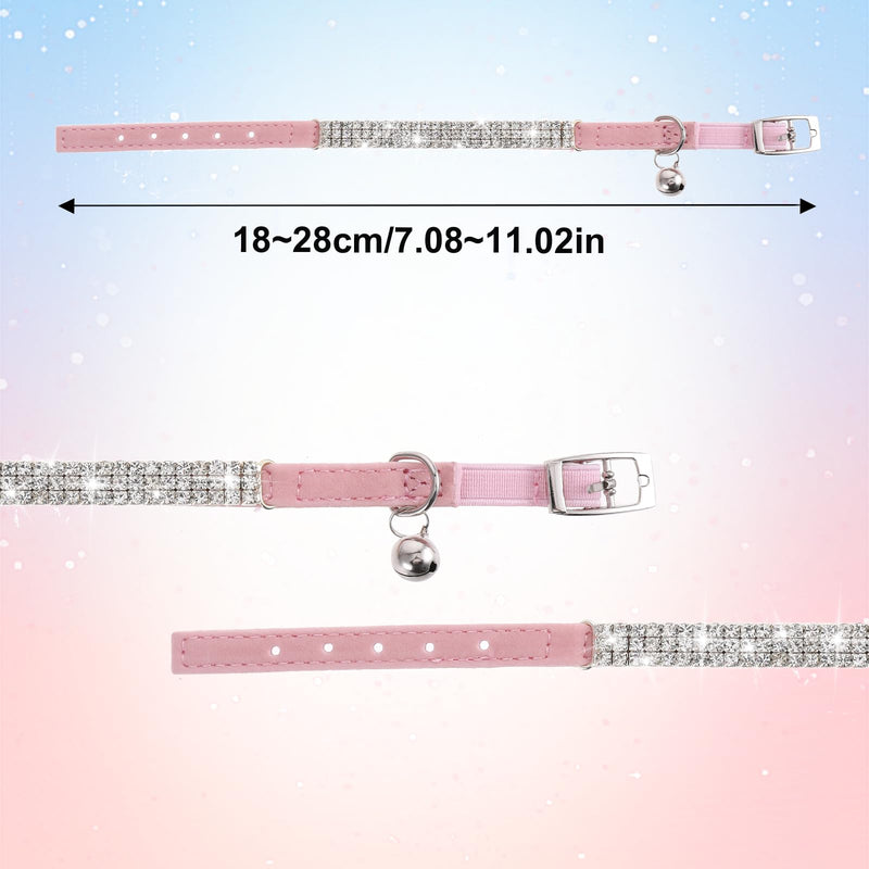 Pink Cat Collar, Kitten Collar with Bell Cat Collar Rhinestones Cat Dog Collar Soft Breakaway Collar Adjustable Cute Cat Collar Bling Cat Collar Cat Accessories for Small Dog and Cat - BeesActive Australia