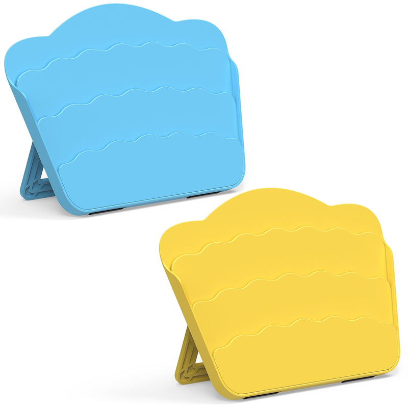 Playing Cards Holders Stands Decks w/Foldable Tabletop Stand, 3 Layers Design for Poker UNO Cards, Playing Card Accessories, Set of 2 (1 Blue + 1 Yellow) 1 Blue + 1 Yellow - BeesActive Australia