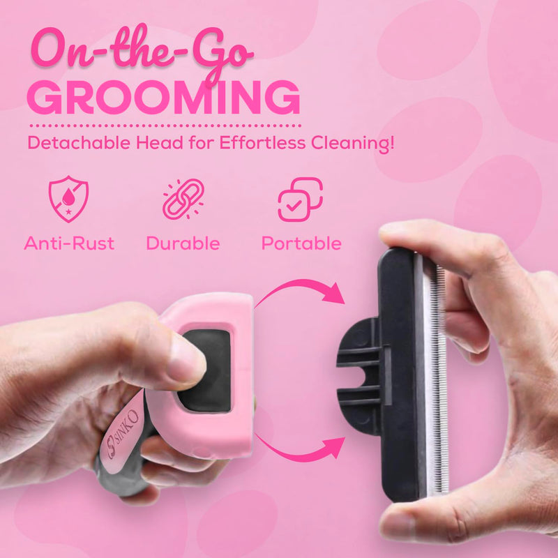 Sinko Deshedding Dog Brush -Professional Dog Deshedding Brush, Dog Brush for Shedding, Pet Deshedding Tool, Cat Deshedding Brush, Fur Deshedding Brush, Pet Hair Remover for Cats and Dogs (Pink) Pink - BeesActive Australia