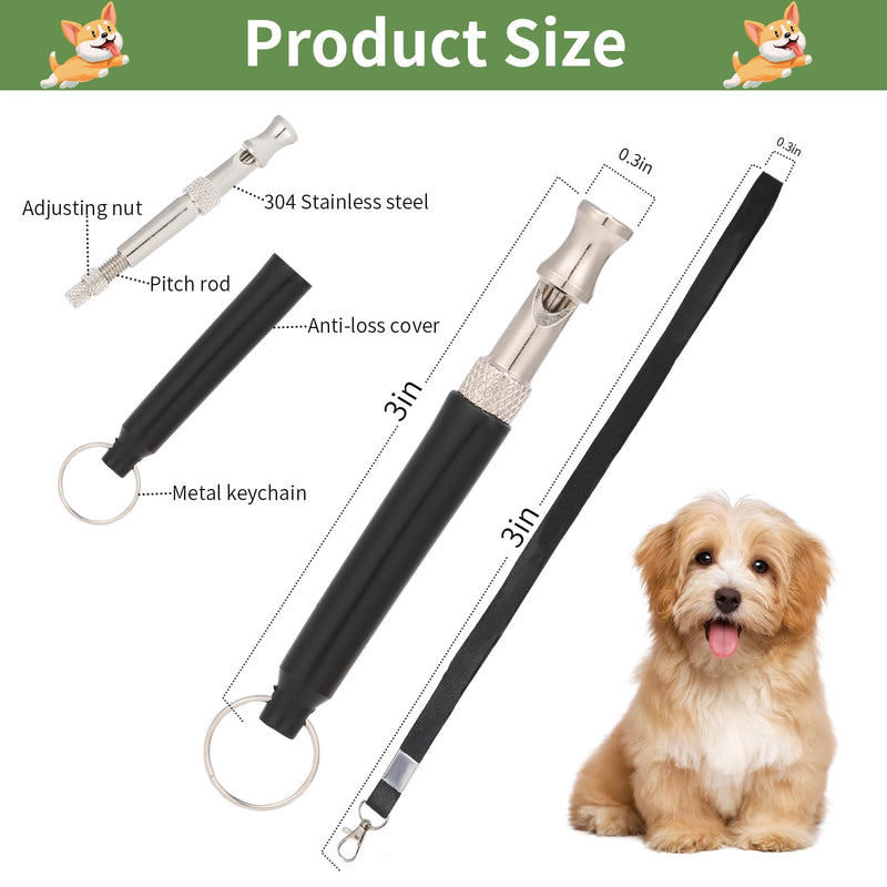 Dog Whistle 2 Pack with Adjustable Frequency, Ultrasonic Silent Dog Whistle to Stop Barking Neighbors Dog, Recall Train Dogs with Long-Range, with Lanyard (Black and White) - BeesActive Australia