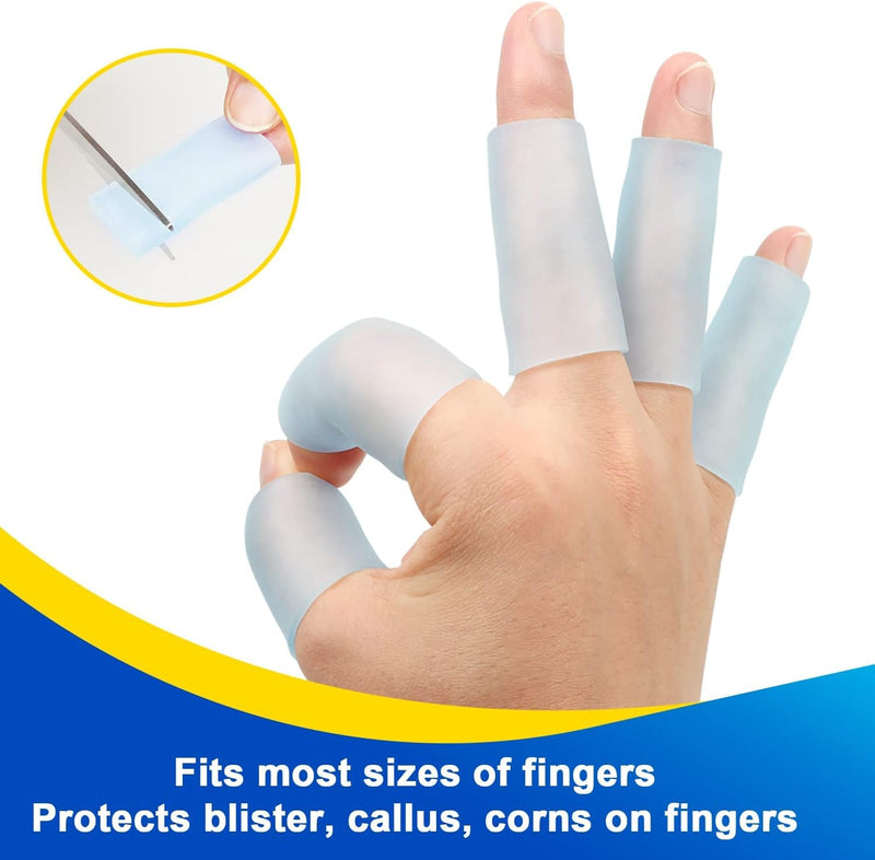 Sumifun Gel Finger Protector, 20 Pcs Silicone Finger Sleeves for Corns, Fingernails Loss, Friction Pain Relief, Blue Blue(20pcs)