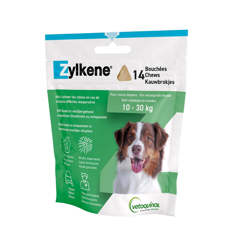 Vetoquinol Zylkene Chews 225 mg | Double pack | 2 x 14 Chews | Supplementary food for dogs and cats | greater well-being in unfamiliar situations - BeesActive Australia