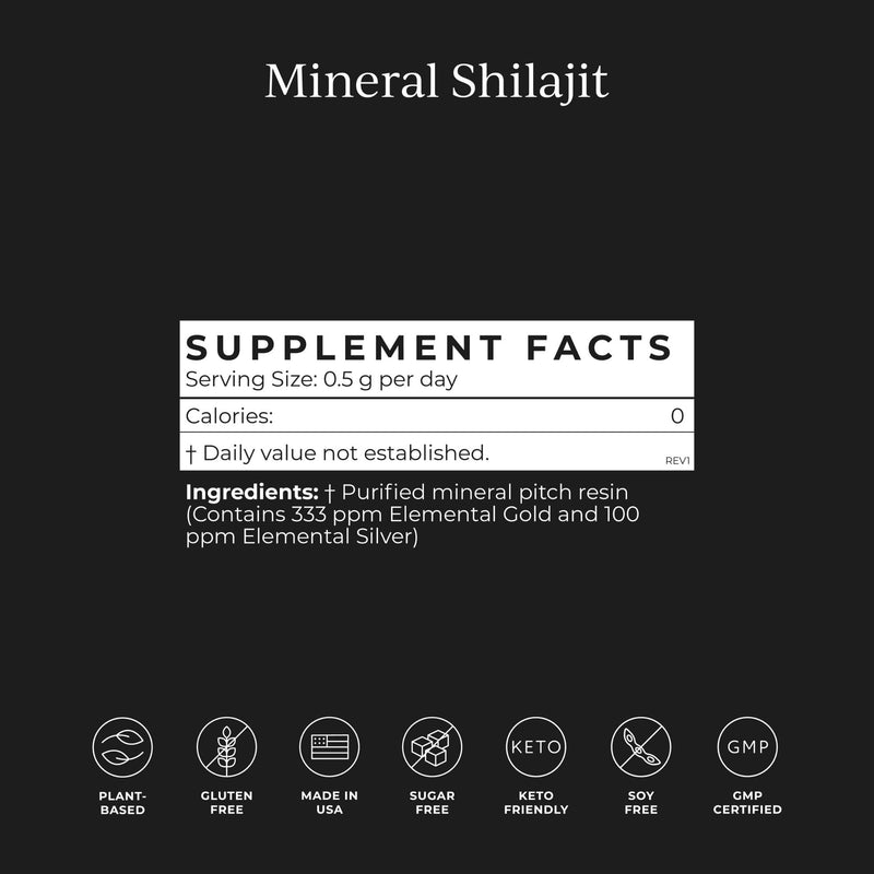 CYMBIOTIKA Pure Shilajit Resin with Elemental Gold, Fulvic Acid, 84+ Trace Minerals, Digestive & Immune Supplement to Support Focus & Energy, Overall Health, High Potency, Vegan, Non GMO, 15g Jar - BeesActive Australia