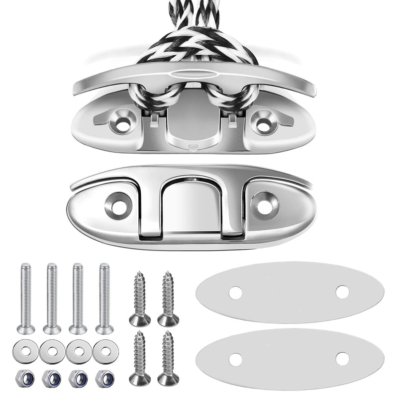 YUSOVE Boat Folding Cleat 4-1/2" 316 Stainless Steel Marine Flip Up Dock Cleat,Pack of 2