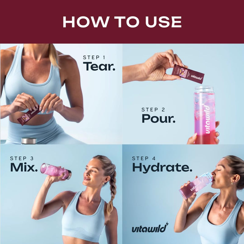 Clean Electrolytes Powder Packets No Sugar Added, 8 Vitamins & 7 Electrolytes Drink Mix Hydration Powder, Zero Sugar Added Hydrate Single Serve Travel Packs, 15 Water Hydration Packets, Island Berry