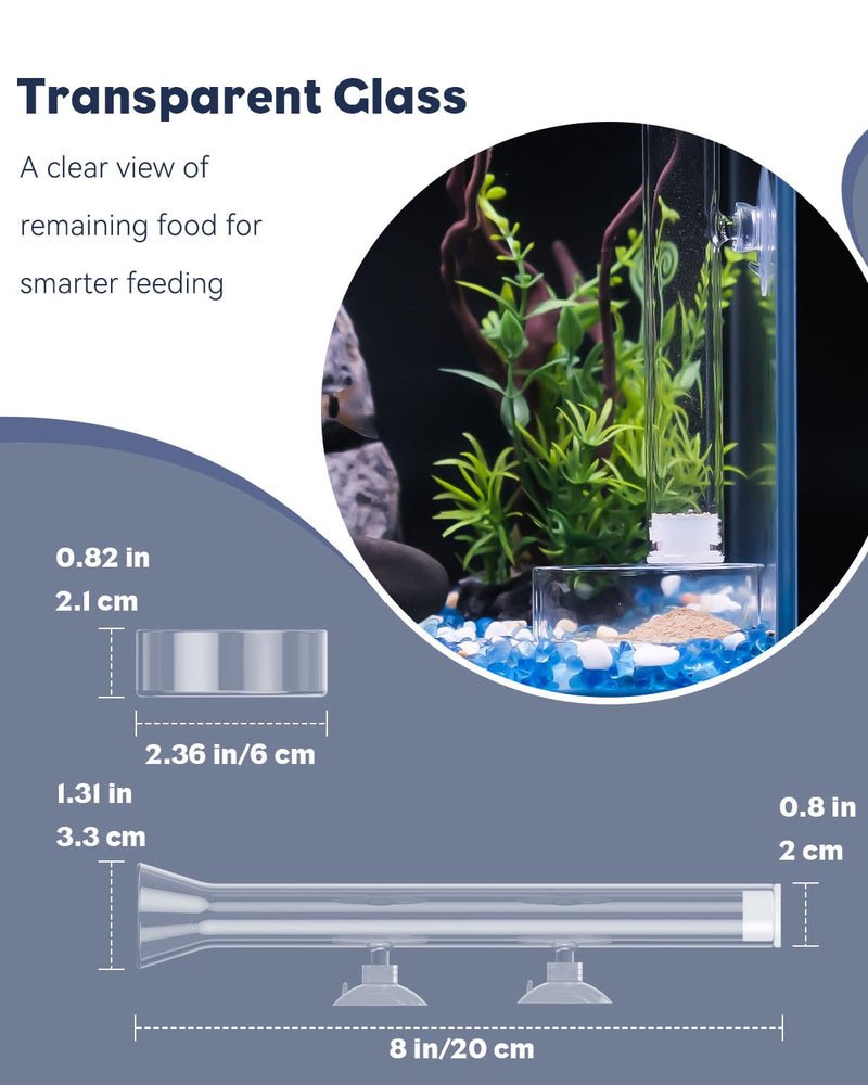 Pawfly Aquarium 8 Inches Fish Shrimp Feeding Dish Set Clear Glass Fish Feeding Tube Shrimp Tube with 2 Shrimp Feeding Dishes Feeding Bowls Fish Tank Feeding Supplies with 2 Suction Cups 8 Inches with 2 Feeding Dishes - BeesActive Australia