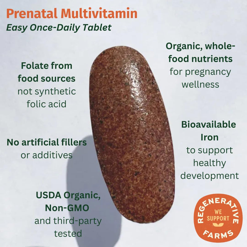 Prenatal Organic Multivitamin, Methylated B12, Iron 60ct 1 Count (Pack of 60)