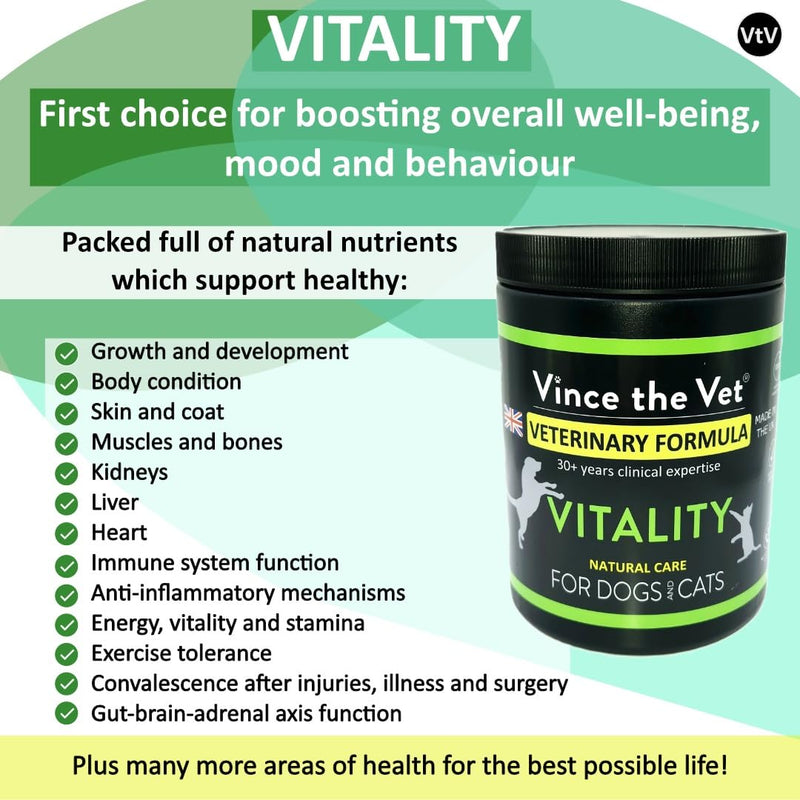 Natural Vitality Multivitamin Powder for Dogs & Cats (400g), Human Grade Veterinary Formulated Blend of Organic Spirulina & Chlorella, for Skin, Coat, Muscle, Energy etc 400g