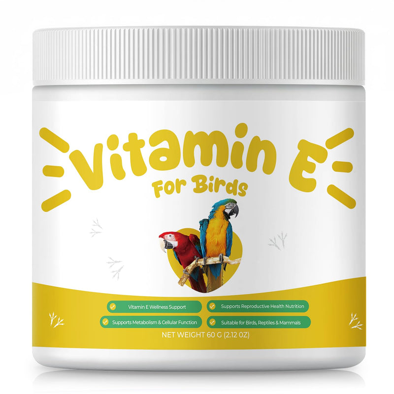 Vitamin E Supplement for Birds – Powder Vitamin E Supports Feather Condition & Cellular Function, Daily Nutrition Support