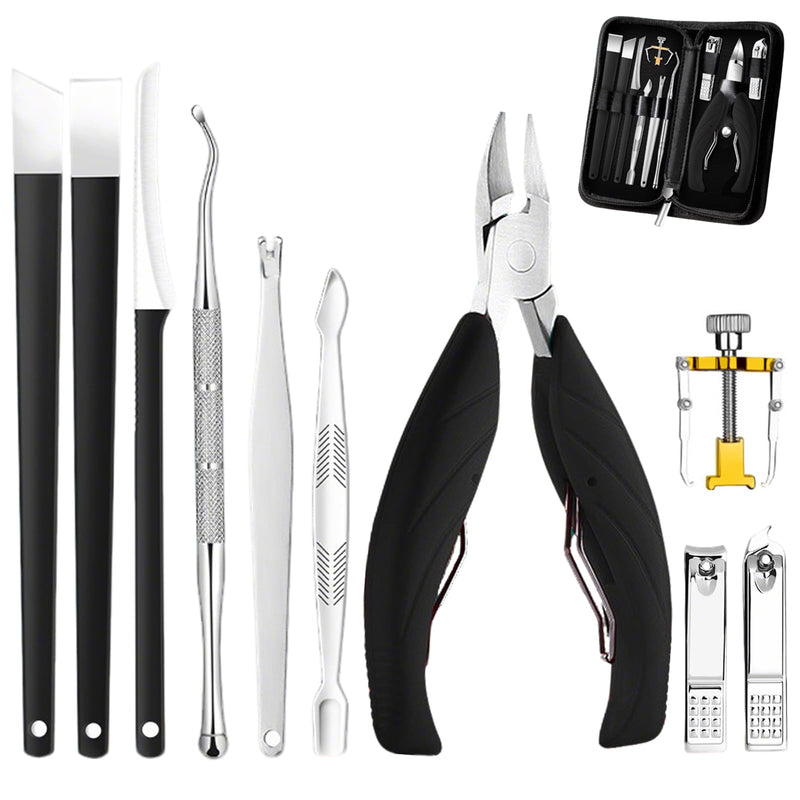 NOVANO Ingrown Toenail Removal Kit,Nail Treatment Foot Tool,Toenail Clippers for Seniors Thick Toenails,Professional Pedicure Tool,Large Toenail Clippers for Thick Nails 11Pcs - BeesActive Australia