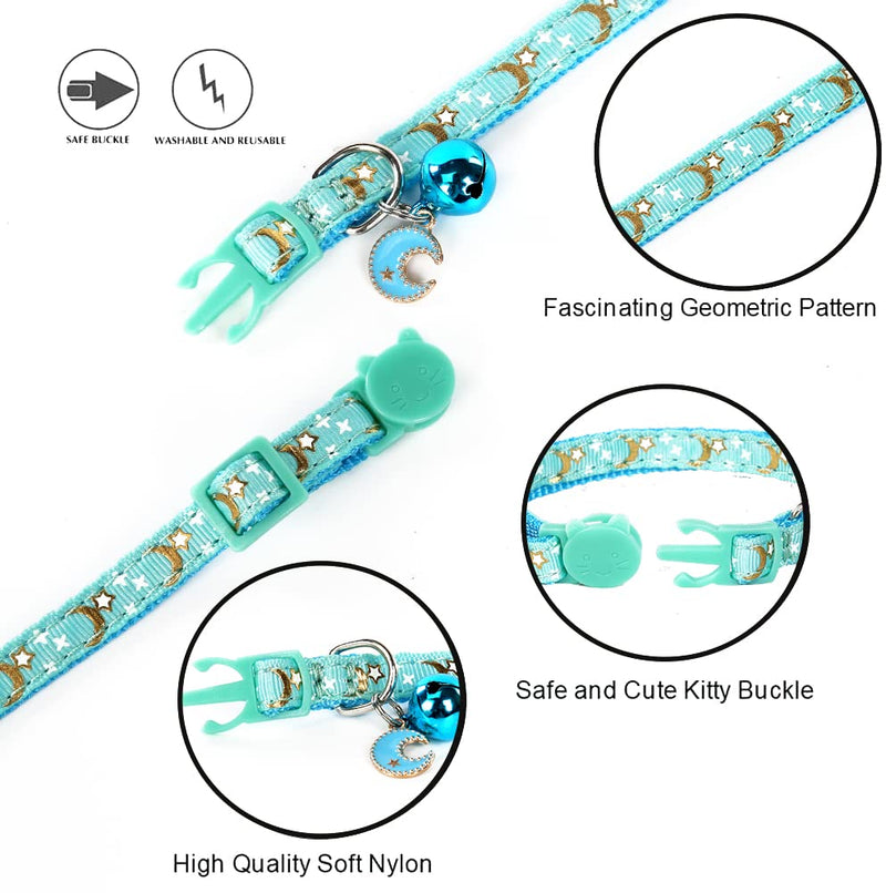 Yizepet Cat Collars with Bells, Breakaway Kitten Collar, Cute Kitty Collar in 4 Pack, Pet Supplies Accessories moon star - BeesActive Australia