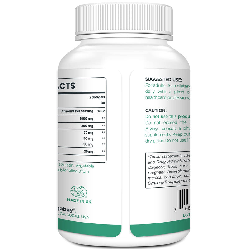 Orgabay Liposomal Quercetin Phytosome 1600 mg,Bromelain 200mg,Zinc 30mg,Vitamin C Turmeric 40 mg,Highest Absorption,Quercetin Complex, 60 Softgels 60 Count (Pack of 1)