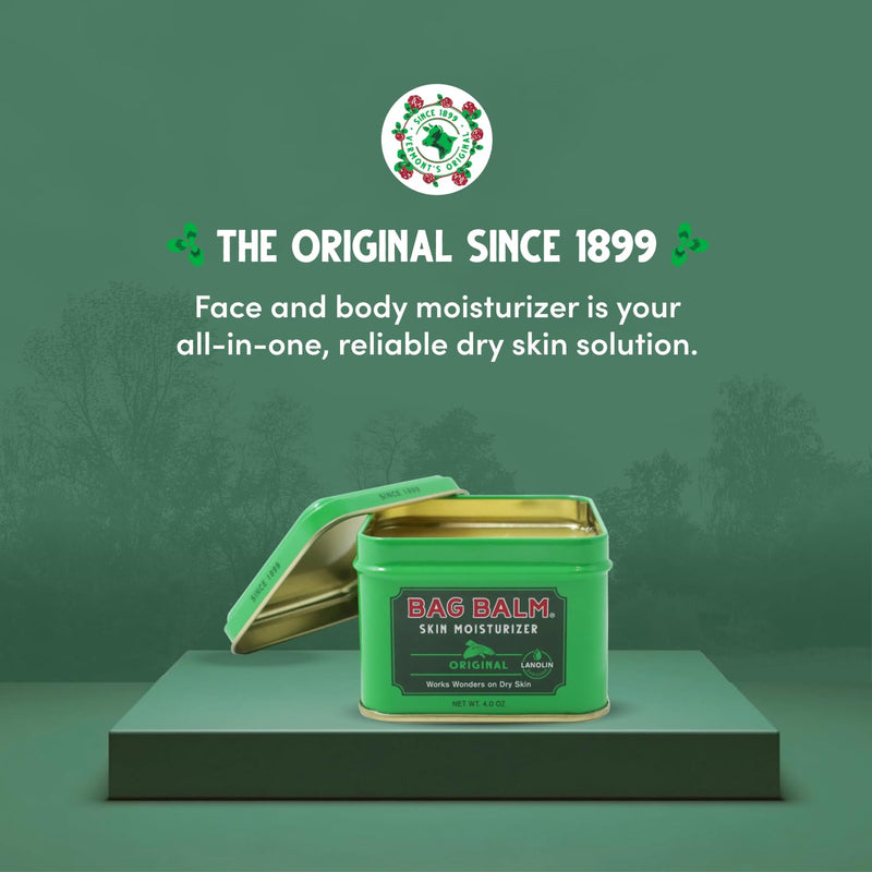 Bag Balm Vermont's Original Skin Moisturizer - Full Body Hydrating Skin Care: Dry Hands, Lips, Face, Feet & More - Unscented, Cruelty & Paraben Free - Day & Night, Men & Women (4oz Tin, Made in USA) 4 Ounce (Pack of 1) - BeesActive Australia