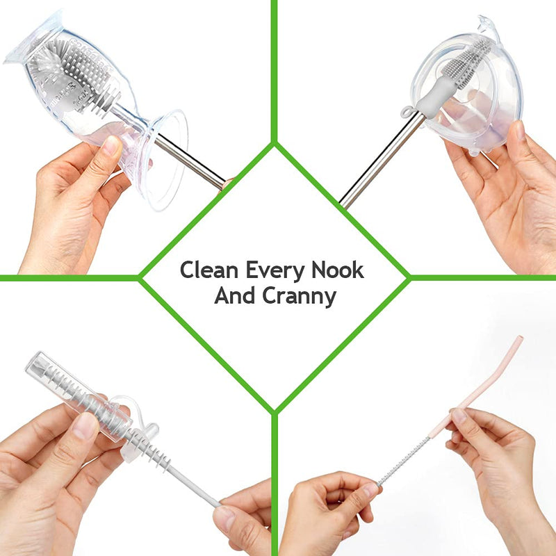 haakaa Silicone Cleaning Brush Kit - SUVA Grey - Bottle Brush for Breast Pumps, Breast Milk Collector, Baby Bottles, Nipples, Breastmilk Storage Bags - BeesActive Australia