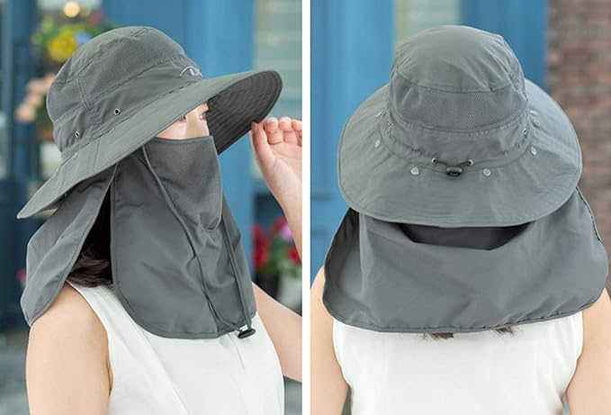 LQINGBZ Gardening Hat, Women's, Men's, Wide Brim, 4-Way Usage, UV Protection, Sun Visor, Stylish Hat, Face Cover, Foldable, Easy to Use, Convenient, Sun Protection, Agricultural Work, Heatstroke Protection -  Australia