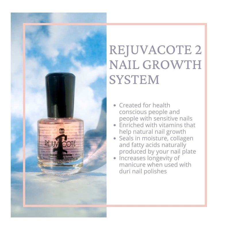 duri Rejuvacote 2 Nail Growth System Base and Top Coat, Herbatherapy Cuticle Treatment Drops - Damaged Cuticles Repair, Growth, Healthier, Stronger Nails, Strengthener (Combo Pack) Clear - BeesActive Australia