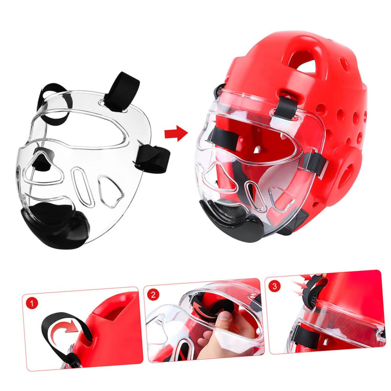 2Pcs Detachable Face Protector Martial Art Headgear Sports Face Guard Sparring Protective Gear for Taekwondo Karate Training