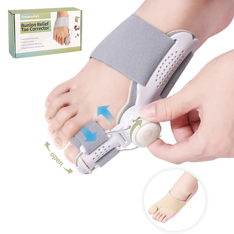 Bunion Corrector for Women & Men ：2-in-1 Adjustable Big Toe Relief Bunion Splints Hammer Toe Straightener，Comfortable, Effective Double Correction，1 set 1 set