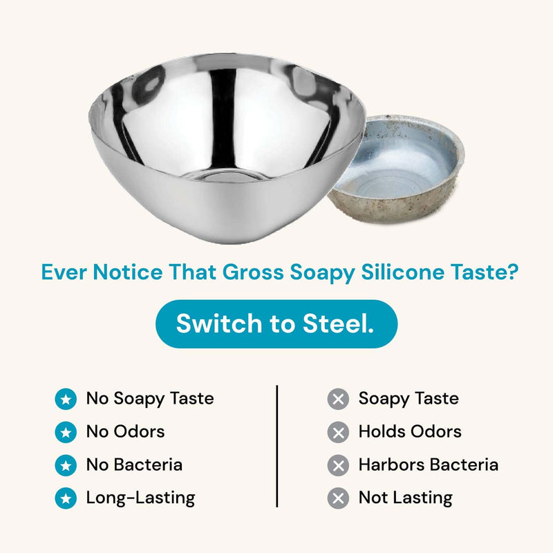 Ahimsa Stainless Steel Bowls for Kids | 12 Ounce Salad Bowls | Pediatrician Designed - Dishwasher Safe | 100% BPA Free | Pack of 4 (Classic Stainless) 4 Bowls Classic Stainless - BeesActive Australia