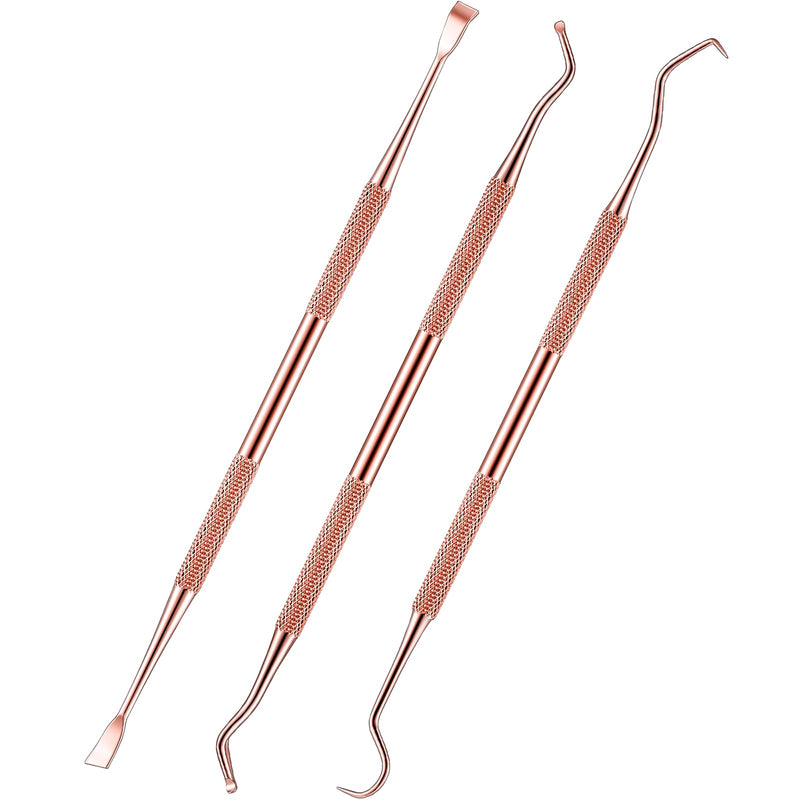 Hotop 3 Pieces Dog Dental Tooth Scaler and Scraper Stainless Double Headed Tarter Removing Tool Scraper Pet Teeth Cleaning Tools for Dog and Cat (Rose Gold) Rose Gold