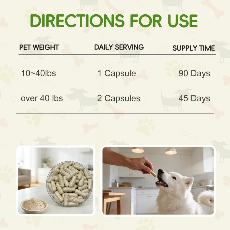 Yunnan Sanqi Capsules for Dogs, Herbal Quick Stop Bleeding, Blood Support for Hemangiosarcoma, Hemoabdomen, Cancer Bleeding, Pericardial Effusion, Ulcer-Related Bleeding, Bloody Stools - 90 Capsules