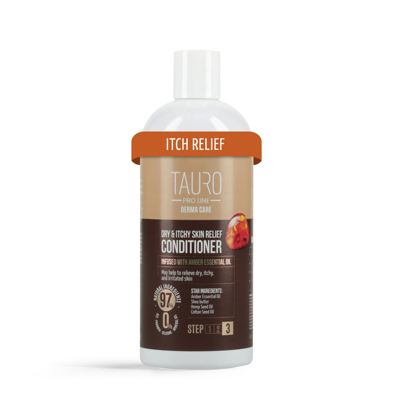Tauro Pro Line Dog Conditioner for Allergies and Itching - Soothes & Hydrates Dry, Itchy, or Allergy-Prone Skin, Gentle Pet Conditioner for Dogs, Cat & Puppy (Derma Care 13.5 Fl Oz) Itch Relief Conditioner