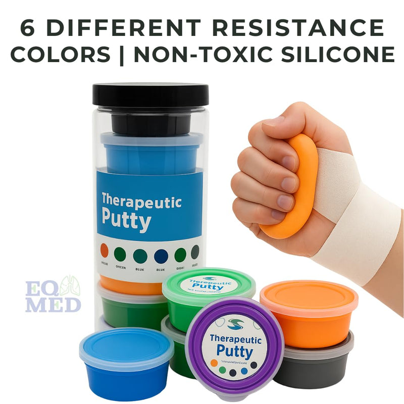 Therapeutic Hand Exercise Putty Set, 6 Resistance Levels, Non-Toxic Silicone for Hand Therapy, Stress Relief