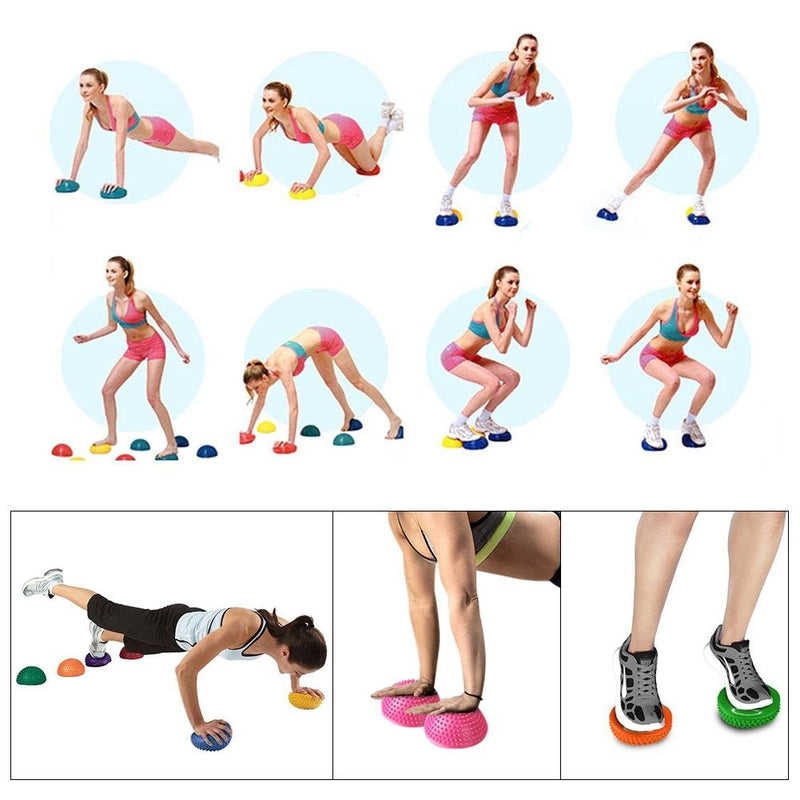 PVC Semi-Circular Durian Ball Inflatable Half Yoga Balls Massage Point Fitball Exercises Trainer Fitness Balance Ball(Green)