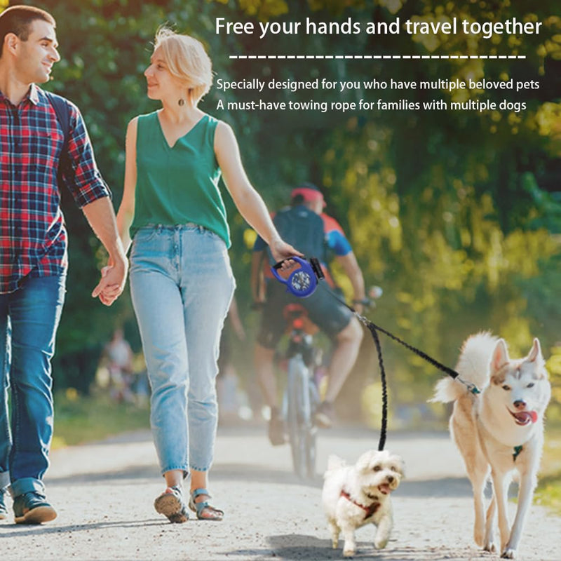 2 Dog Leash 360° Swivel No Tangle Double Dog Walking & Training Leash Comfortable Shock Absorbing Reflective Bungee for Small or Large Dogs - BeesActive Australia