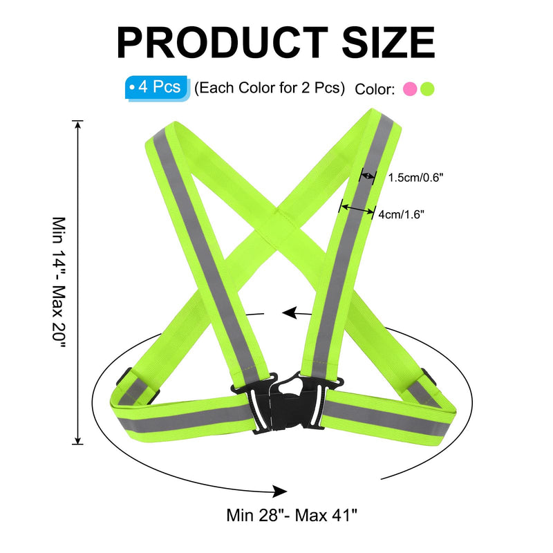 PATIKIL Adjustable Reflective Running Belt Green/Pink