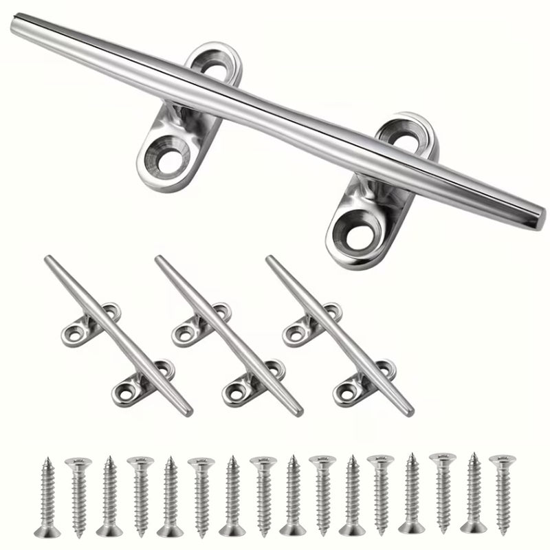 OSTARE Boat Cleats 4 inch,5 inch,6 inch,8 inch,10 inch,12 inch Marine Dock Cleats 316 Stainless Steel Rope Cleats Boat Mooring Accessories with Fasteners 6 inch 4 Pack