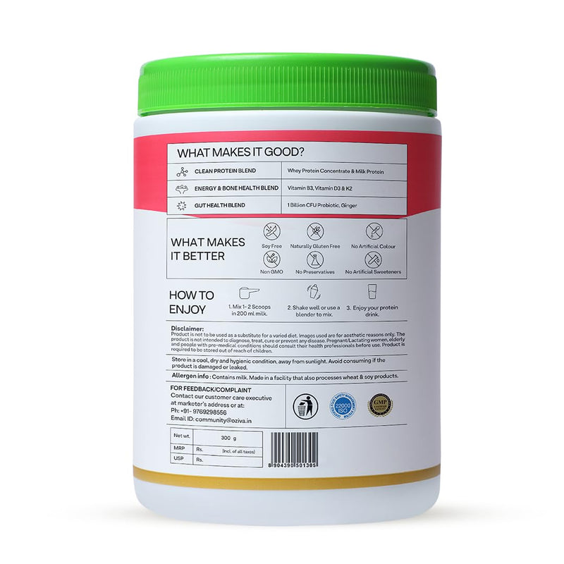 OZiva Daily Protein Activ for Women | Best Protein Powder for Women with 120g Protein, Probiotics, Shatavari for Increased Energy Levels, Bone Health and Hormonal Balance (Chocolate 300 g)
