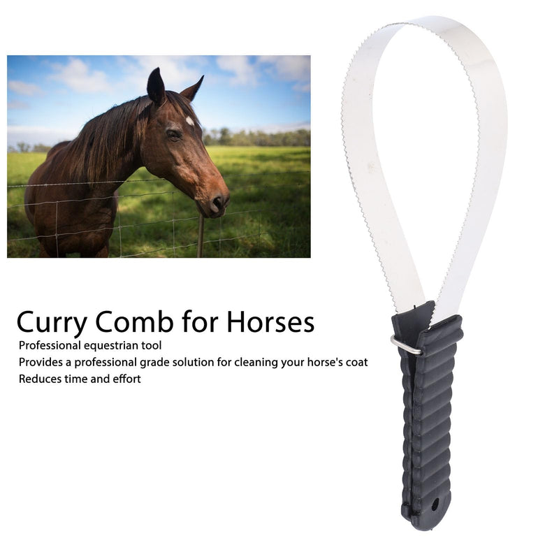 Stainless Steel Horse Curry Comb, Dual-Sided Shedding Blade with Stainless Steel Blade De-Shedding Tool Safety Horse Fur Scraper for Horse Hair Cleaning - BeesActive Australia