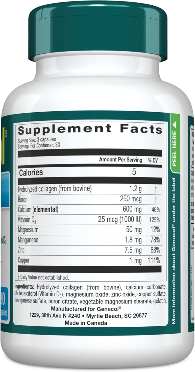 Genacol Bone & Joint – Calcium, Vitamin D3, Boron & Collagen | Essential Nutrients for Strong Bones, Natural Relief of Joint Discomfort (Knees, Hips, Shoulders, Fingers) 90 Count (Pack of 1)