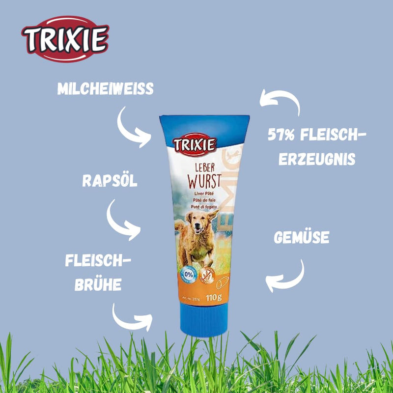 TRIXIE Dog Treats PREMIO Dog Liver Sausage 110g - Premium Treats for Dogs Gluten Free - No Grain & Sugar, Tasty Reward for Training & Home - 3176 Liver Sausage 110g (Pack of 1) - BeesActive Australia