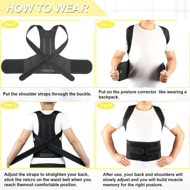Posture Corrector for Women & Men - Adjustable Back Brace, Lumbar Support for Pain Relief, Scoliosis & Hunchback Correction, Spine Alignment Aid L(33"-37") L(33"-37") - BeesActive Australia