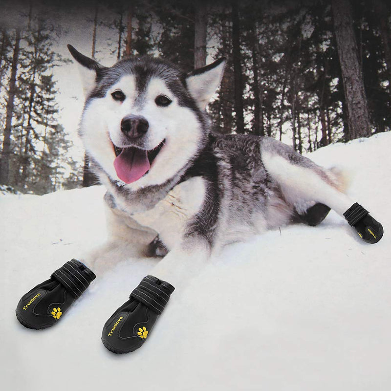 Truelove Dog Boots,Waterproof Dog Booties for Outdoor,Dog Shoes with Reflective Straps for Small Medium Large Dog 6#(Pack of 4) Black - BeesActive Australia