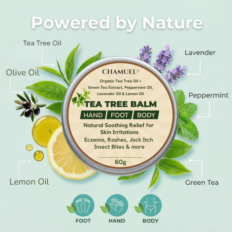 Tea Tree Oil Balm- All Natural | Great Cream for Soothing Eczema, Cracked Foot, Rashes, Jock Itch, Bug Bites, Folliculitis, Acne, Itchy Skin, Cuticles, Psoriasis, Saddle Sores- For Women & Men, 2-Pack 2.11 Ounce (Pack of 2) - BeesActive Australia